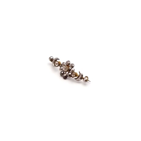 Cut Steel Flower & Crescent Brooch（BR1538）