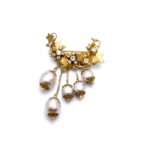 ヴィンテージミニアムハスケル花と戯れる天使の図　ゴールド系ブローチ imgrc0084722455.jpg