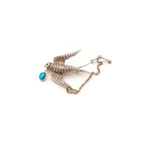 Silver, Turquoise, Garnet, Victorian Swallow Brooch（BR1647）
