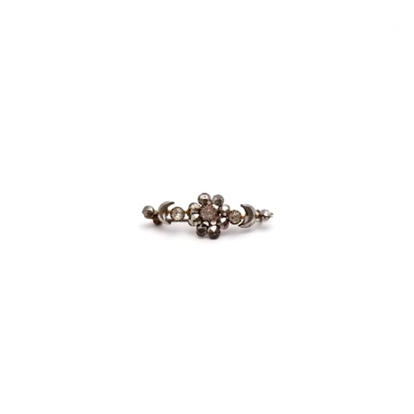Cut Steel Flower & Crescent Brooch（BR1538）