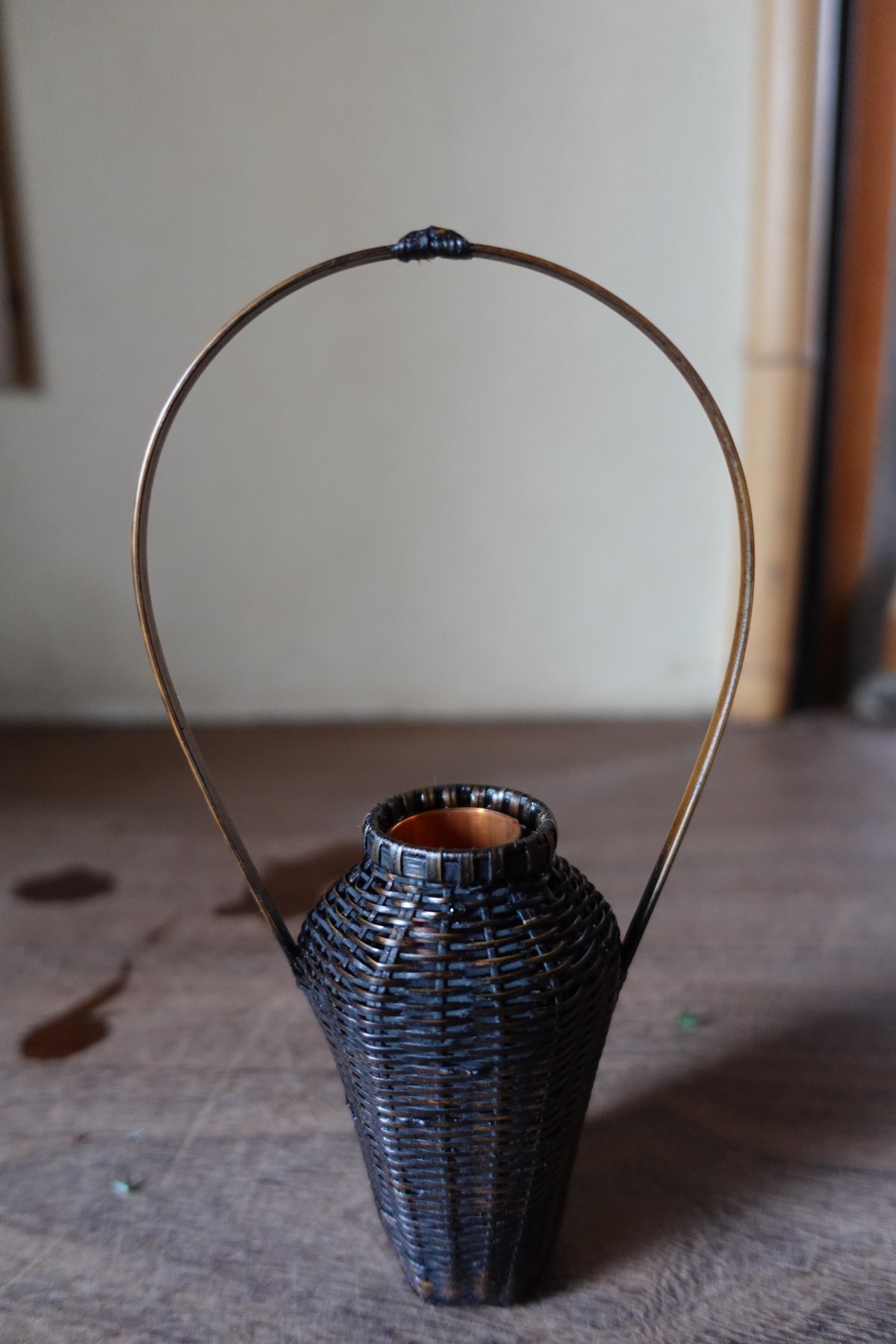 吉田幸斉 竹花籠 茶道具 中筒付き 吉田幸斉 竹花籠 茶道具 中