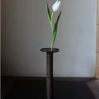 Yoshimichi Yoshida 吉田佳道　あじろ細筒竹花入(黒)