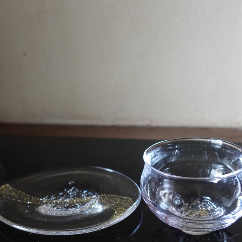 Akemi Kaminaga 神永朱美 金彩帯吹きガラス楕円銘々皿 | g's gallery