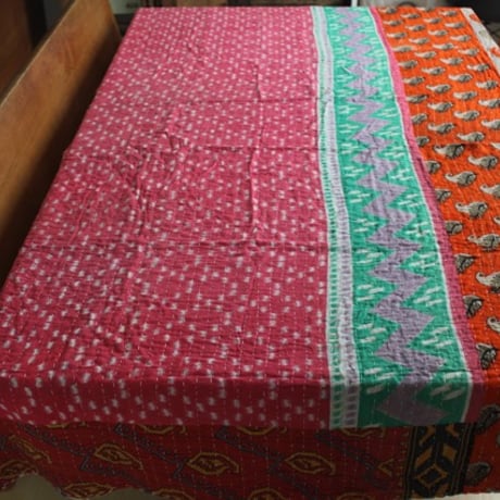 インド○カンタキルト○パッチワーク2○  約216×139cm