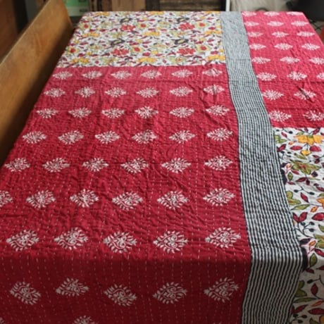 インド○カンタキルト○ブラウンモチーフ○  約216×139cm