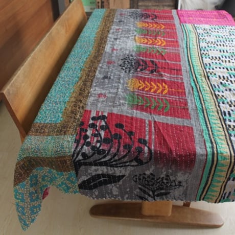 インド○カンタキルト○パッチワーク3○  約216×139cm