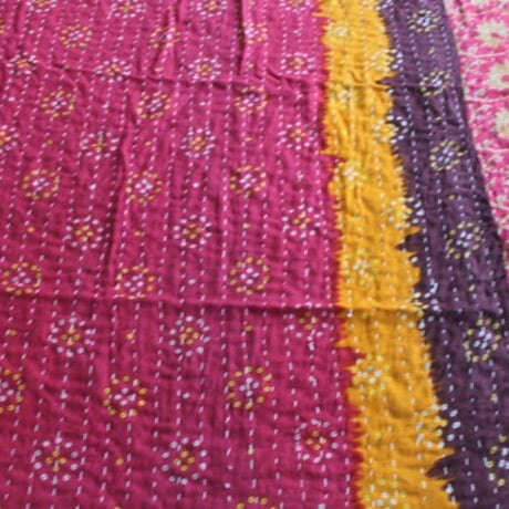 インド○カンタキルト○イエローフラワー○  約216×139cm