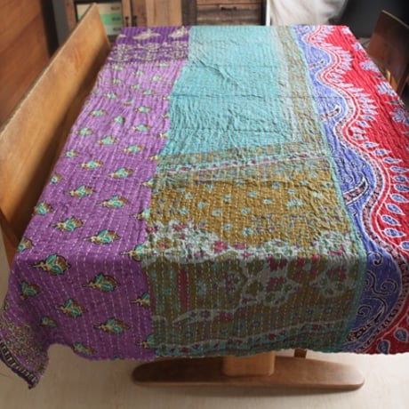 インド○カンタキルト○パッチワーク1○  約216×139cm