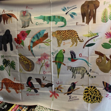 USAコットン○JungleMenagerieパネル生地110×90cm ○michaelmiller○アニマル・アルファベット