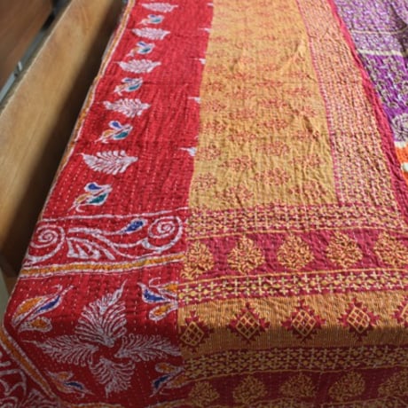 インド○カンタキルト○パッチワーク1○  約216×139cm