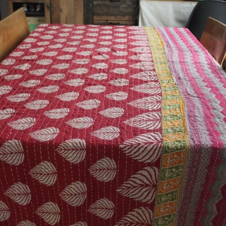 インド○カンタキルト○レッドリーフ○  約216×139cm