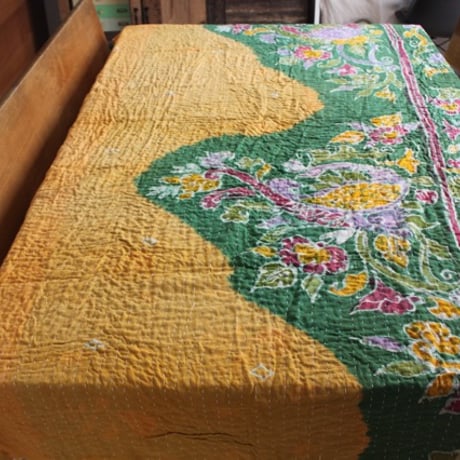インド○カンタキルト○グリーンエンジ○  約216×139cm