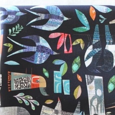 USAコットン○the sprit to create◯Clare youngs○free spirit○ 鳥・黒地