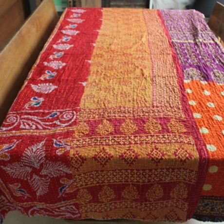 インド○カンタキルト○パッチワーク1○  約216×139cm