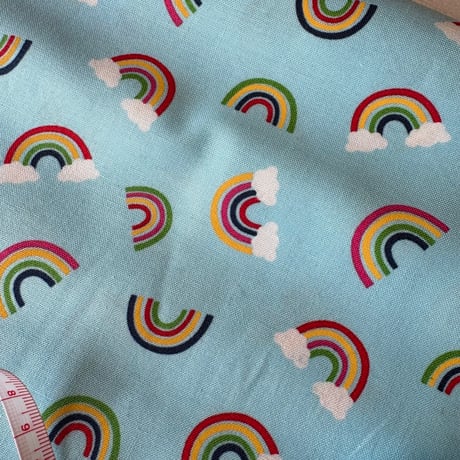 USAコットン生地○rainbow garden○moda○水色