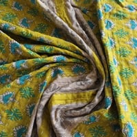 インド○カンタキルト○イエローフラワー○  約216×139cm