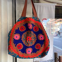 SuzaniBag.B◯ブラウン×内オレンジフラワー