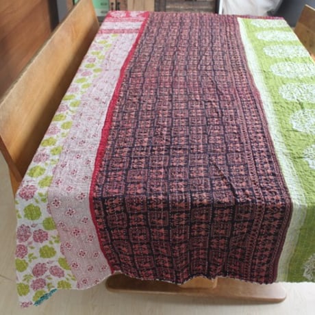 インド○カンタキルト○パッチワーク3○  約216×139cm