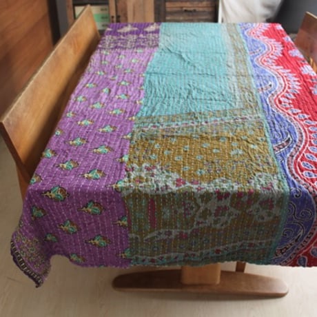 インド○カンタキルト○パッチワーク1○  約216×139cm