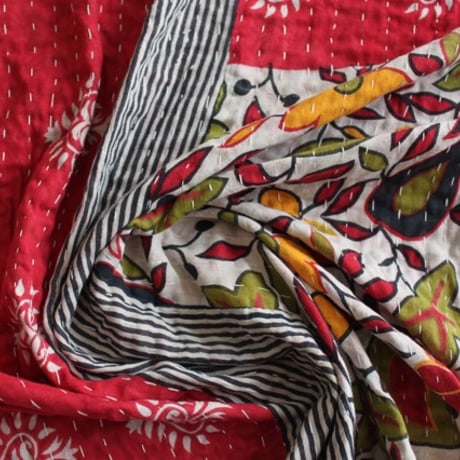 インド○カンタキルト○ブラウンモチーフ○  約216×139cm