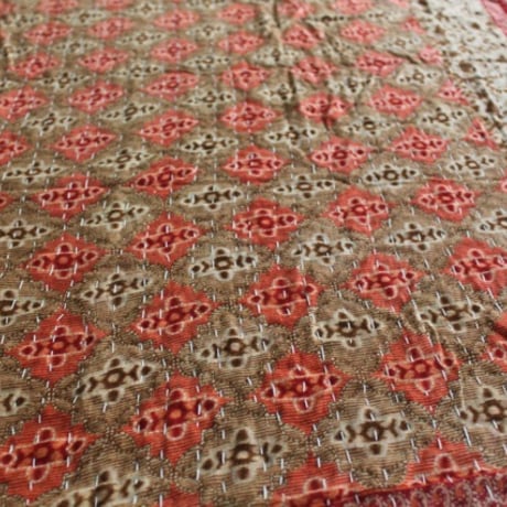 インド○カンタキルト○ブラウンモチーフ○  約216×139cm