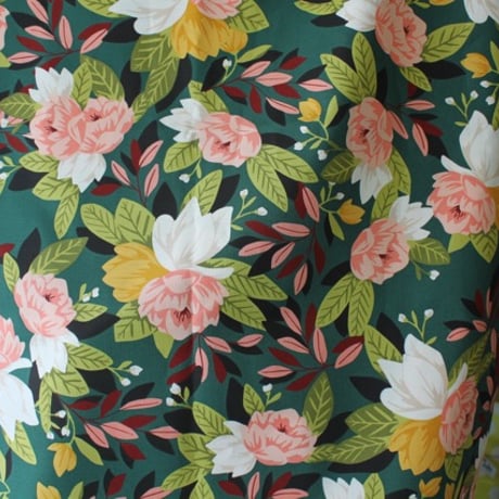 USAコットン生地○AMEROSE◯グリーンベース◯icanoe/moda◯花柄・フラワー