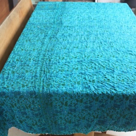 インド○カンタキルト○オレンジイエローフラワー○  約216×139cm