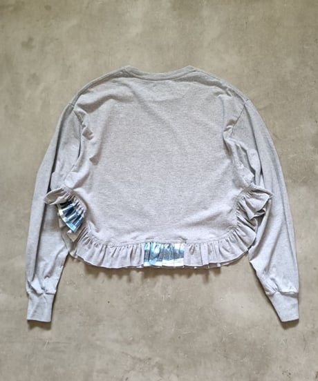 リメイクフリルロングTシャツ（ライトグレー）