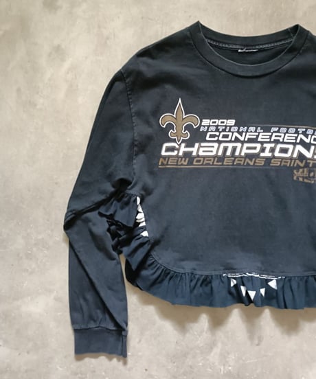 リメイクフリルロングTシャツ（ブラック）