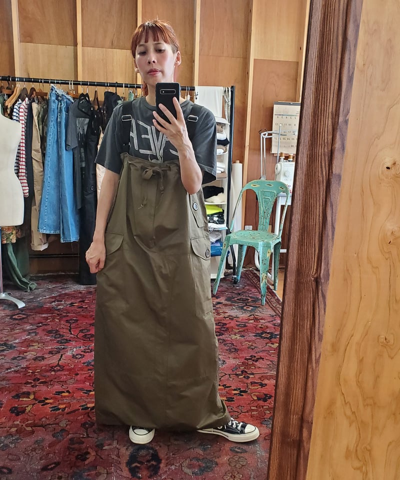 オリジナルカーゴパンツリメイクワンピース(ベージュ) | MIMAE