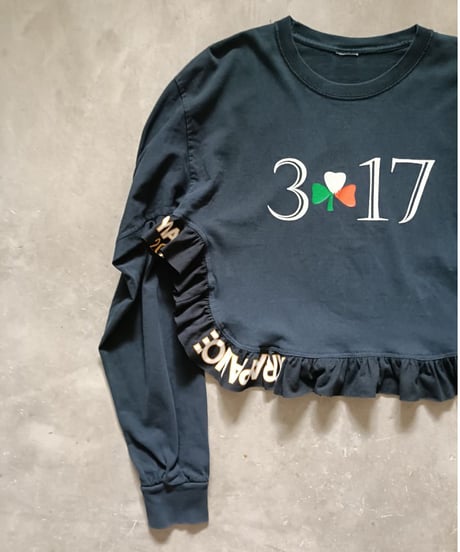 リメイクフリルロングTシャツ（ブラック）