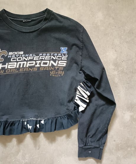 リメイクフリルロングTシャツ（ブラック）