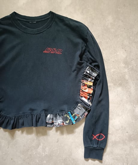 リメイクフリルロングTシャツ（ブラック）
