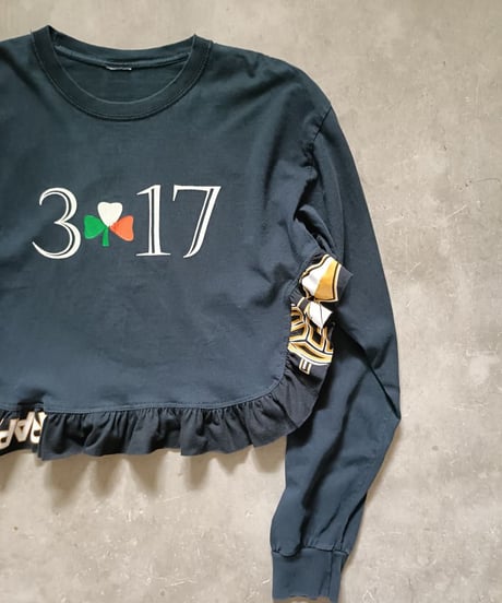 リメイクフリルロングTシャツ（ブラック）