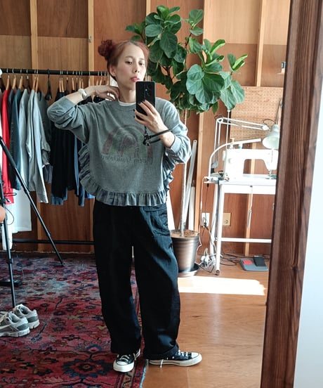 リメイクフリルロングTシャツ（グレー）