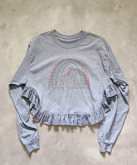 リメイクフリルロングTシャツ（グレー）