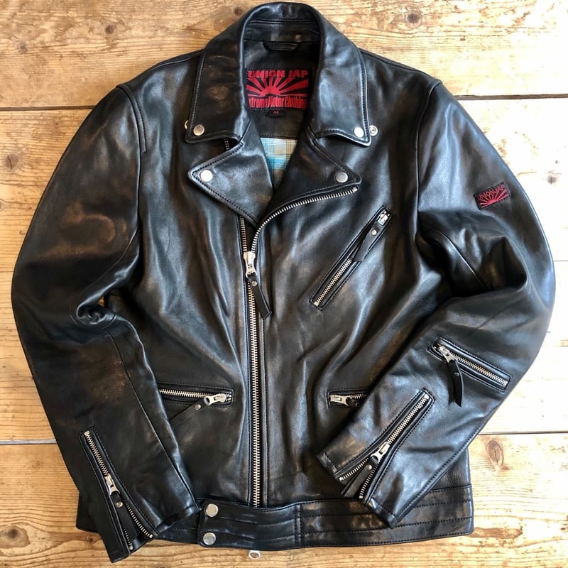 希少 13万 ユニオンジャップ 羊革 ムートン ライダースジャケット LL 黒 希少 13万 ユニオンジャップ 羊革 ムートン ライダースジャケット LL 黒