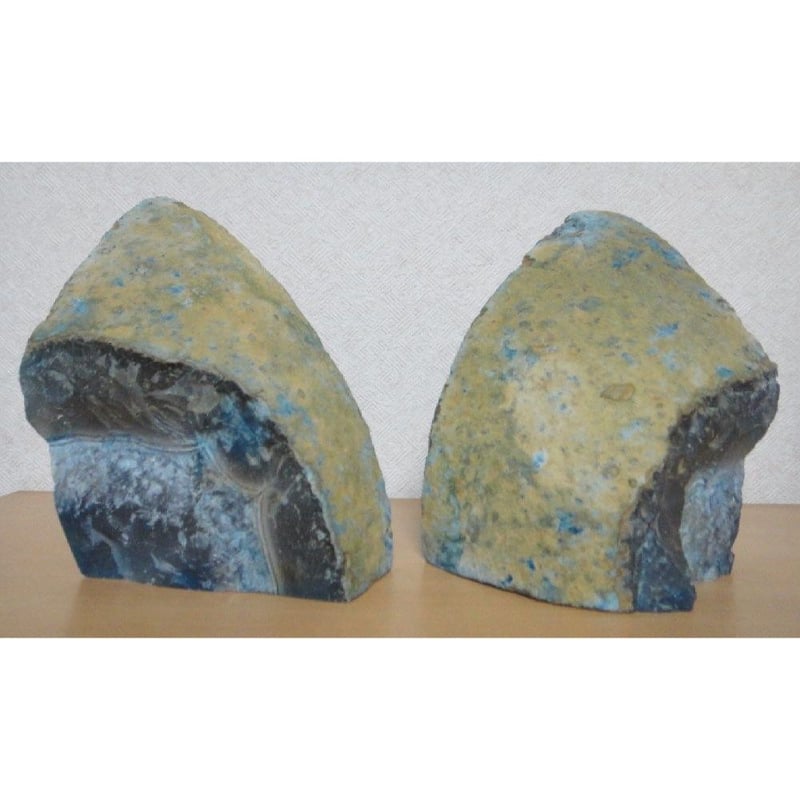 瑪瑙原石ブックエンド 天然石 メノウ（ブラジル産）ブックエンド セット | Rhodonite