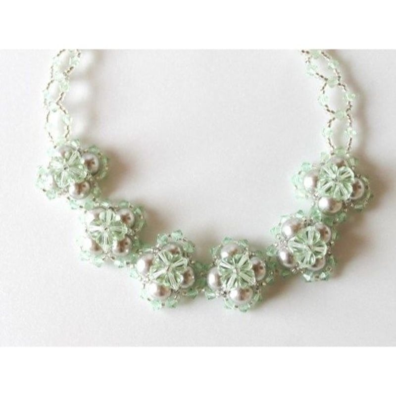 オリジナルハンドメイド☆スワロフスキー ネックレス☆グリーン 