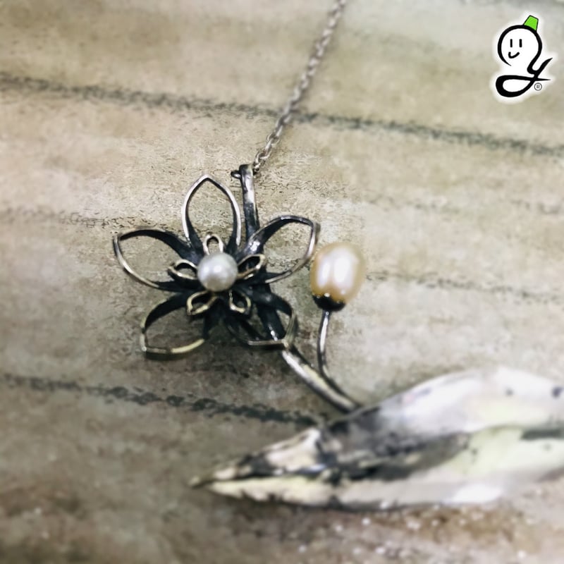 天然パール付き 大輪花ネックレス | 幸達磨工房