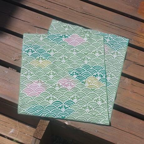 天道虫吉祥てぬぐい　青海波にてんとうむし　４色