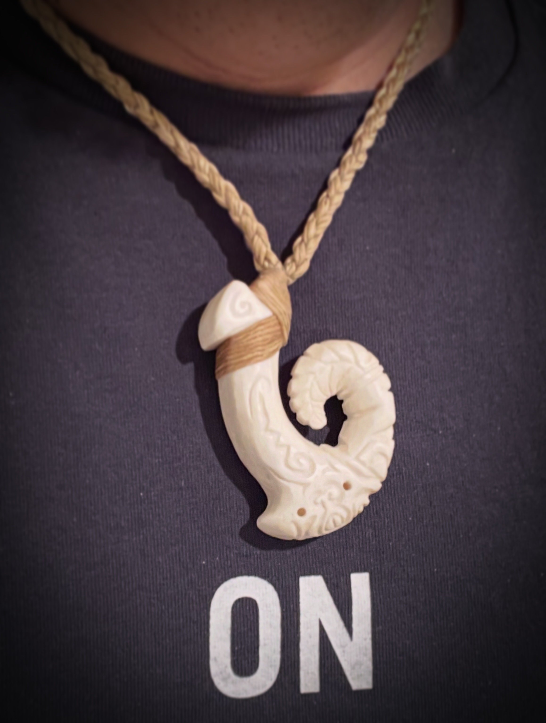 bone art boa 鯨骨ネックレス（LL） ボーンカービング鯨骨TIKI HOOK ネックレス WB-459 | Ocean's Bone