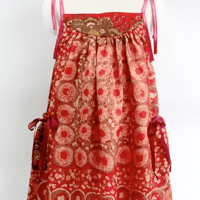 NIXIE CLOTHING ニクシークロージング ヴィンテージ　シルクプリント　ストラップドレス 《レッド》6才(115cm）