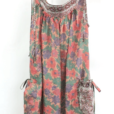 NIXIE CLOTHING ニクシークロージング ヴィンテージ　シルクプリント　ストラップドレス 《茶系》12才(145cm）