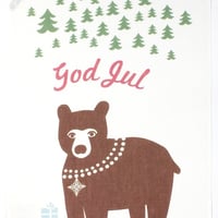 BRITA SWEDEN(ブリタ スウェーデン) リネンプリント　ティータオル 《God Jul くまプリント》