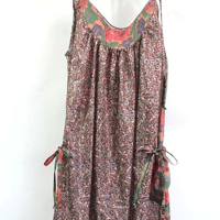 NIXIE CLOTHING ニクシークロージング ヴィンテージ　シルクプリント　ストラップドレス 《茶系》12才(145cm）
