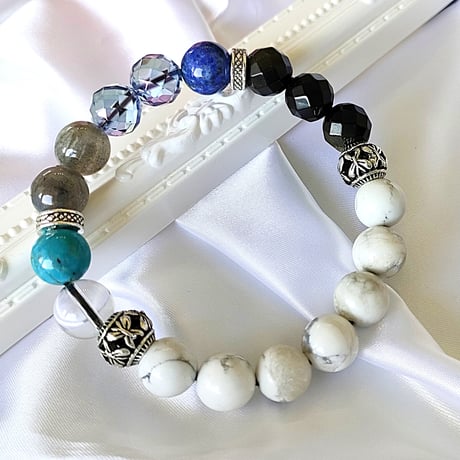 ラリマー♡モリオンブレスレット　愛　平和　魔除け　厄除　邪気払い ラリマー♡モリオンブレスレット 愛 平和 魔除け 厄除 邪気払い