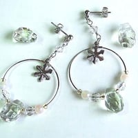 宝石質グリーンアメジストのスノーホワイトピアス