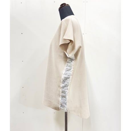 Side lace Polo Tee_Beige,Blue Gray