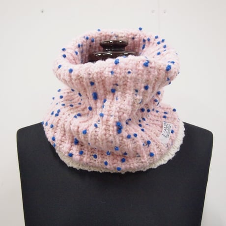 PomPons snood < White×Red pompons / White×Pink pompons / Pink×Blue pompons >